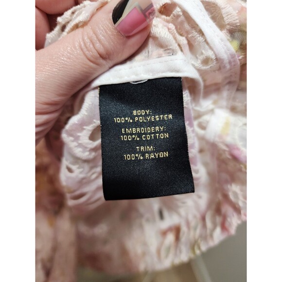 Kathy Ireland Womens XL Pink Shacket Victorian Floral Eyelet Relaxed Cottage - Picture 11 of 16